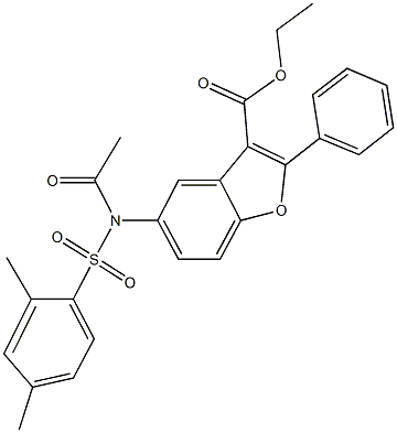 ethyl 5-{acetyl[(2,4-dimethylphenyl)sulfonyl]amino}-2-phenyl-1-benzofuran-3-carboxylate Structure