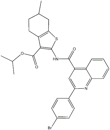 isopropyl 2-({[2-(4-bromophenyl)-4-quinolinyl]carbonyl}amino)-6-methyl-4,5,6,7-tetrahydro-1-benzothiophene-3-carboxylate Struktur