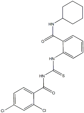 N-cyclohexyl-2-({[(2,4-dichlorobenzoyl)amino]carbothioyl}amino)benzamide,,结构式