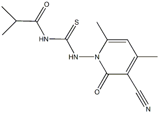N-(3-cyano-4,6-dimethyl-2-oxo-1(2H)-pyridinyl)-N'-isobutyrylthiourea 化学構造式