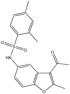 N-(3-acetyl-2-methyl-1-benzofuran-5-yl)-2,4-dimethylbenzenesulfonamide Struktur