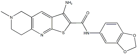 3-amino-N-(1,3-benzodioxol-5-yl)-6-methyl-5,6,7,8-tetrahydrothieno[2,3-b][1,6]naphthyridine-2-carboxamide 结构式