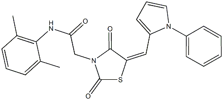 N-(2,6-dimethylphenyl)-2-{2,4-dioxo-5-[(1-phenyl-1H-pyrrol-2-yl)methylene]-1,3-thiazolidin-3-yl}acetamide 化学構造式