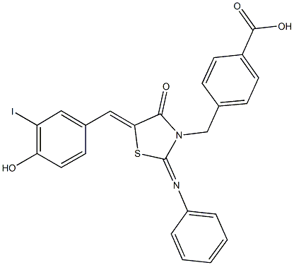  4-{[5-(4-hydroxy-3-iodobenzylidene)-4-oxo-2-(phenylimino)-1,3-thiazolidin-3-yl]methyl}benzoic acid