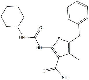 5-benzyl-2-{[(cyclohexylamino)carbonyl]amino}-4-methyl-3-thiophenecarboxamide Structure