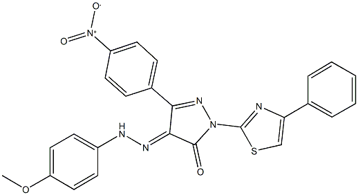 3-{4-nitrophenyl}-1-(4-phenyl-1,3-thiazol-2-yl)-1H-pyrazole-4,5-dione 4-[(4-methoxyphenyl)hydrazone],,结构式