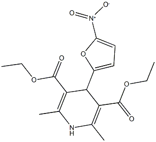 diethyl 4-{5-nitro-2-furyl}-2,6-dimethyl-1,4-dihydro-3,5-pyridinedicarboxylate 结构式