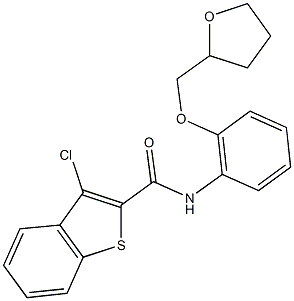 3-chloro-N-[2-(tetrahydro-2-furanylmethoxy)phenyl]-1-benzothiophene-2-carboxamide,,结构式