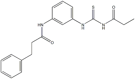 3-phenyl-N-(3-{[(propionylamino)carbothioyl]amino}phenyl)propanamide 化学構造式
