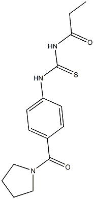 N-propionyl-N'-[4-(1-pyrrolidinylcarbonyl)phenyl]thiourea Struktur