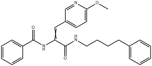(Z)-N-(1-(6-メトキシピリジン-3-イル)-3-オキソ-3-(4-フェニルブチルアミノ)プロプ-1-エン-2-イル)ベンズアミド 化学構造式