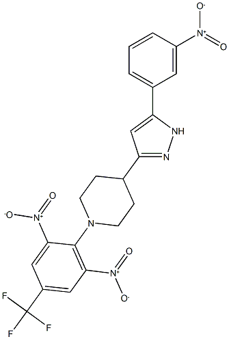 1-[2,6-dinitro-4-(trifluoromethyl)phenyl]-4-[5-(3-nitrophenyl)-1H-pyrazol-3-yl]piperidine|