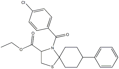 ethyl 4-(4-chlorobenzoyl)-8-phenyl-1-thia-4-azaspiro[4.5]decane-3-carboxylate Structure