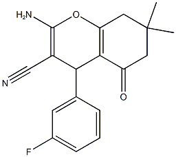 2-amino-4-(3-fluorophenyl)-7,7-dimethyl-5-oxo-5,6,7,8-tetrahydro-4H-chromene-3-carbonitrile 结构式