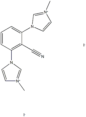 1-[2-cyano-3-(3-methyl-1H-imidazol-3-ium-1-yl)phenyl]-3-methyl-1H-imidazol-3-ium diiodide Struktur