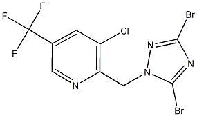 3-chloro-2-[(3,5-dibromo-1H-1,2,4-triazol-1-yl)methyl]-5-(trifluoromethyl)pyridine Struktur