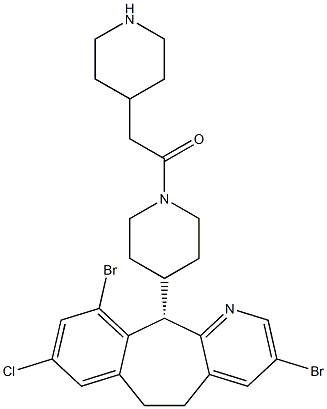 1-(4-(4,8-二溴-2-氯-10,11-二氢-5H-二苯并[A,D][7]环烯-5-基)哌啶-1-基)-2-(哌啶-4-基)乙烷-1-酮,1099484-75-9,结构式