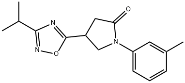 1-(3-methylphenyl)-4-[3-(propan-2-yl)-1,2,4-oxadiazol-5-yl]pyrrolidin-2-one Struktur