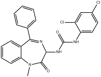 1-(2,4-dichlorophenyl)-3-(1-methyl-2-oxo-5-phenyl-2,3-dihydro-1H-1,4-benzodiazepin-3-yl)urea,119487-09-1,结构式