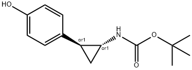 tert-butyl N-[(1R,2S)-rel-2-(4-hydroxyphenyl)cyclopropyl]carbamate, 1196053-06-1, 结构式