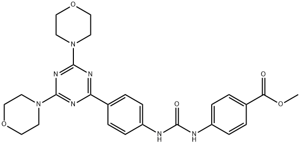 methyl 4-[({4-[bis(morpholin-4-yl)-1,3,5-triazin-2-yl]phenyl}carbamoyl)amino]benzoate Structure