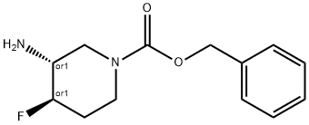 1-Piperidinecarboxylic acid, 3-aMino-4-fluoro-, phenylMethyl ester, (3R,4R)-rel- Struktur
