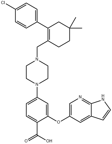 2-((1H-Pyrrolo[2,3-b]pyridin-5-yl)oxy)-4-(4-((4'-chloro-5,5-dimethyl-3,4,5,6-tetrahydro-[1,1'-biphenyl]-2-yl)methyl)piperazin-1-yl)benzoic acid Structure