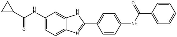 N-[4-(5-シクロプロパンカルボキサミド-1H-ベンズイミダゾール-2-イル)フェニル]ベンズアミド 化学構造式