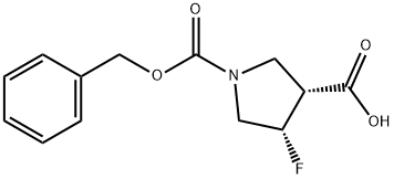 (3R,4S)-rel-1-[(benzyloxy)carbonyl]-4-fluoropyrrolidine-3-carboxylic acid Struktur