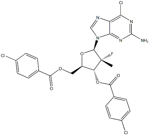 9-[(2R)-3,5-双-O-(4-氯苯甲酰基)-2-脱氧-2-氟-2-甲基-BETA-D-赤式五呋喃糖基]-6-氯-9H-嘌呤-2-胺 结构式