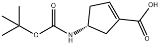 (4R)-4-{[(tert-butoxy)carbonyl]amino}cyclopent-1-ene-1-carboxylic acid,1312161-66-2,结构式