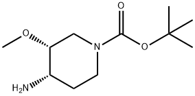 (3R,4S)-4-氨基-3-甲氧基哌啶-1-甲酸叔丁酯 结构式