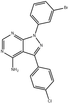 1-(3-bromo-phenyl)-3-(4-chloro-phenyl)-1h-pyrazolo[3,4-d]pyrimidin-4-amine 化学構造式
