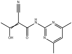 (2E)-2-cyano-N-(4,6-dimethylpyrimidin-2-yl)-3-hydroxybut-2-enamide 化学構造式
