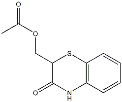(3-oxo-3,4-dihydro-2H-1,4-benzothiazin-2-yl)methyl acetate Struktur