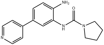 N-[2-アミノ-5-(4-ピリジル)フェニル]-1-ピロリジンカルボアミド 化学構造式