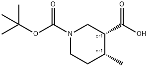 (3R,4R)-REL-1-[(TERT-ブチルトキシ)カルボニル]-4-メチルピペリジン-3-カルボン酸 化学構造式