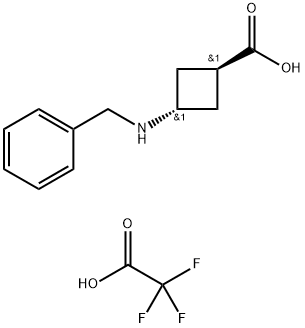 trans-3-(Benzylamino)cyclobutanecarboxylic acid compound with 2,2,2-trifluoroacetic acid (1:1) Struktur