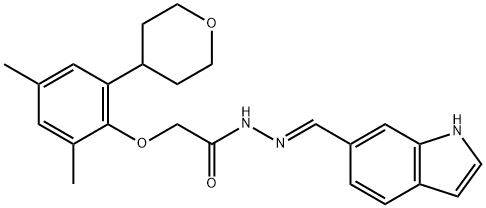 (E)-N-((1H-INDOL-6-YL)METHYLENE)-2-(2-(TETRAHYDRO-2H-PYRAN-4-YL)-4,6-DIMETHYLPHENOXY)ACETOHYDRAZIDE Struktur