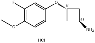 CyclobutanaMine, 3-(3-fluoro-4-Methoxyphenoxy)-, hydrochloride (1:1), trans- 结构式