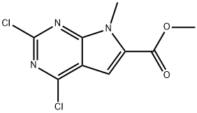 2,4-dichloro-7-methyl-7h-pyrrolo[2,3-d]pyrimidine-6-carboxylic acid methyl ester Struktur