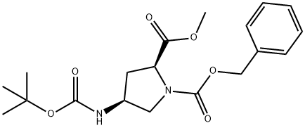 1,2-Pyrrolidinedicarboxylic acid, 4-[[(1,1-dimethylethoxy)carbonyl]amino]-, 2-methyl 1-(phenylmethyl) ester, (2S,4S)- Structure