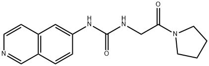 1-(2-オキソ-2-ピロリジノエチル)-3-(イソキノリン-6-イル)尿素 化学構造式