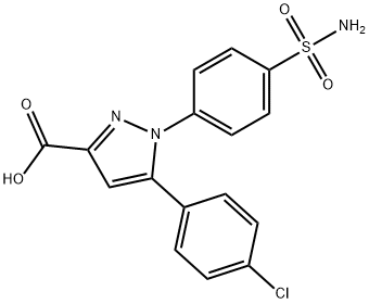 5-(4-氯苯基)-1-(4-氨磺酰苯基)-1H-吡唑-3-羧酸, 170571-19-4, 结构式