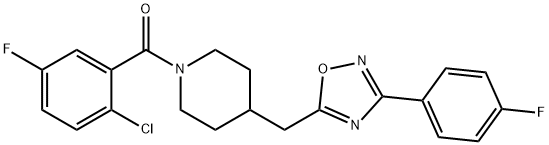 1-(2-chloro-5-fluorobenzoyl)-4-{[3-(4-fluorophenyl)-1,2,4-oxadiazol-5-yl]methyl}piperidine Structure