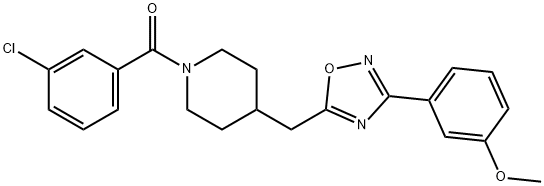 1-(3-chlorobenzoyl)-4-{[3-(3-methoxyphenyl)-1,2,4-oxadiazol-5-yl]methyl}piperidine 结构式