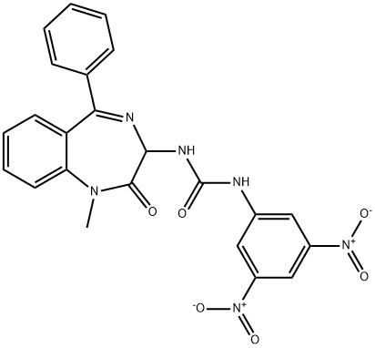 1-(3,5-dinitrophenyl)-3-[(3S)-1-methyl-2-oxo-5-phenyl-2,3-dihydro-1H-1,4-benzodiazepin-3-yl]urea Structure