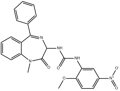 1-(2-methoxy-5-nitrophenyl)-3-[(3S)-1-methyl-2-oxo-5-phenyl-2,3-dihydro-1H-1,4-benzodiazepin-3-yl]urea Struktur
