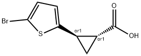 (1S,2S)-rel-2-(5-bromothiophen-2-yl)cyclopropane-1-carboxylic acid Struktur