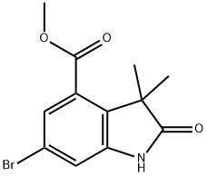 methyl 6‐bromo‐3,3‐dimethyl‐2‐oxo‐2,3‐dihydro‐1h‐indole‐4‐carboxylate 结构式